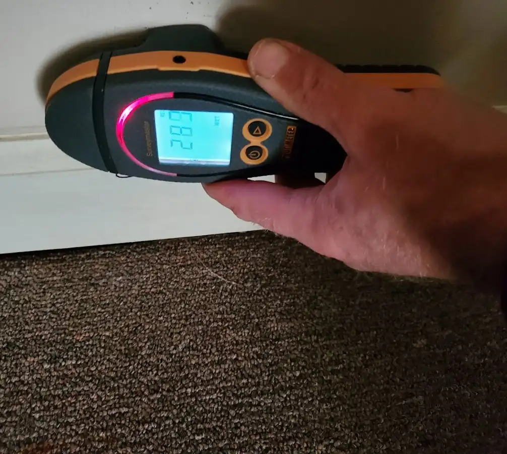 Moisture detection at baseboard during Sewage Cleanup & Sanitation in Prospect Park